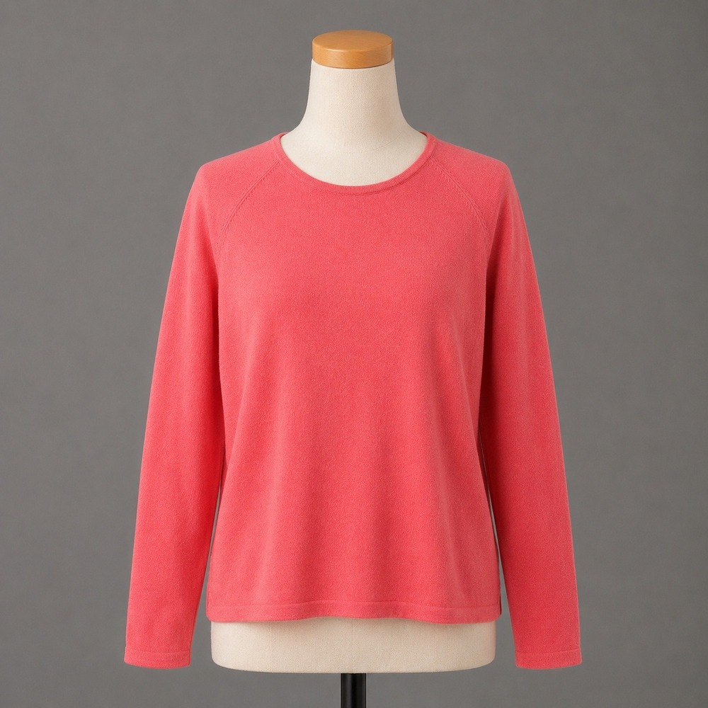 J.McLaughlin Coral Pink Preppy Sweater XL Raglan Cotton Modal Coastal